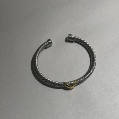 Vintage Cable Cuff Bracelet With Gold X 5MM