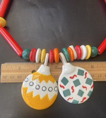 Ruby Z Necklace Candace Loheed Colorful Ceramic 20″ Beaded Chunky Xmas **BROKEN*