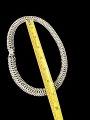 Infinity Link Curb Basketweave Chain Collar Necklace Silver Tone Metal