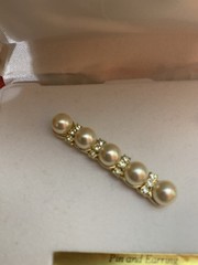 Vintage AAI Jewelry Set Simulated Pearls Brooch 3 Pair Earrings