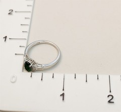 Size 9 Chrome Diopside Round & Tapered Baguette Accents Sterling Silver Ring