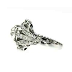 Art Deco Style Lab Created Diamond Engagement & Wedding Ring 14k White Gold FN