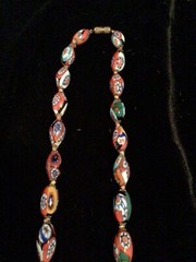 Amazing Vintage MOSIAC Venetian Glass Graduated Beaded Necklace