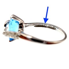 14k Solid White Gold Natural Blue Topaz and Diamond Over the Top Ring Size 6.75