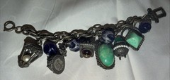 VINTAGE CHUNKY ESTRUSCAN GOTHIC CHARM BRACELET 7.5”