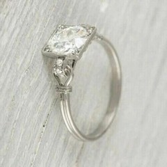 2.90Ct Lab Created Diamond Art Deco Style Engagement 14K White Gold Finish Ring