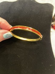 LAPO FLORENCE ITALY Snake Skin Red bracelet gold filled hinge bangle Very Good