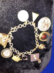 Vintage Story-Telling Charm Bracelet w/ 10 Charms HS College Sororities Wedding