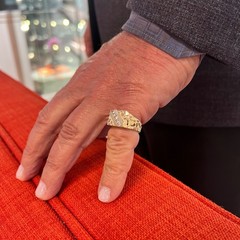 Vintage 1980’s Men’s Diamond Flat Top Nugget Ring 14K Yellow Gold, 9.38 Grams