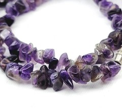 Amethyst Vintage Boho Necklace Irregular Raw Purple Gemstone Chips Hand Made 17″