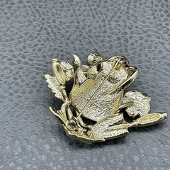 Vintage AJC Brooch Gardening Tools Flowers Watering Can Gold Tone 2 Inch Pin