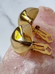 Vintage 1980’s ERWIN PEARL Chunky Gold Tone 3D PYRAMID Studs, Clip-On Backs
