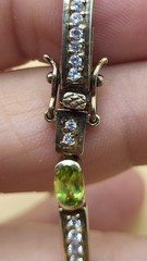 JJ Creation Signed Gold on Sterling Silver Multi Gemstone Bar Link Bracelet 12g