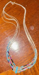Vintage Navajo Sterling Silver Turquoise Coral Pearl Necklace, 17.5 in