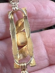 Elegant Custom Vintage 12k Yellow Gold Filled Bracelet, Bamboo Motif, Jade? OOAK