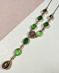 Monet 2 green and yellow glass bead Y necklace + Similar bracelet W Tags 14”