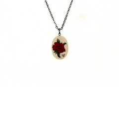 Vintage 1978 Hand‑Painted Rose Charm Pendant – “MJW 78”