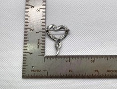 Sterling Silver Marcasite Open Heart Pin 1 3/8″ Witches Heart Twisted Ribbon