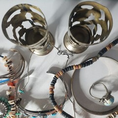 Vtg Silver Plated Alpaca Mixed Metals SOUTHWEST Jewlery Lot Collection 20 Pcs
