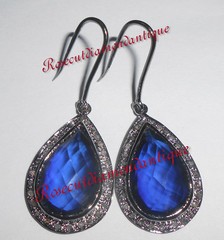 LATEST 0.66ct ANTIQUE ROSE CUT DIAMOND SILVER 925 SAPPHIRE VINTAGE LOOK EARRINGS