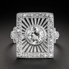 Art Deco 2CT Lab Created Diamond Starburst 14K White Gold Filled Christmas Ring