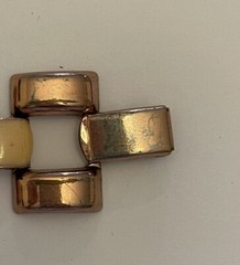 Vintage Peach Enamel & Rose Tone Rectangular Link Bracelet 7.25”