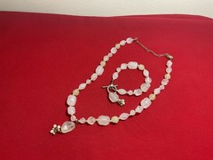 Elegant Moonstone-Inspired Necklace & Bracelet Set – Luminous Beads with Pearl-L