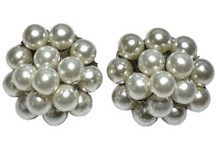 Vintage Jewelry JAPAN Multi Strand Faux Pearl Bead Necklace Mod Earrings Set 1