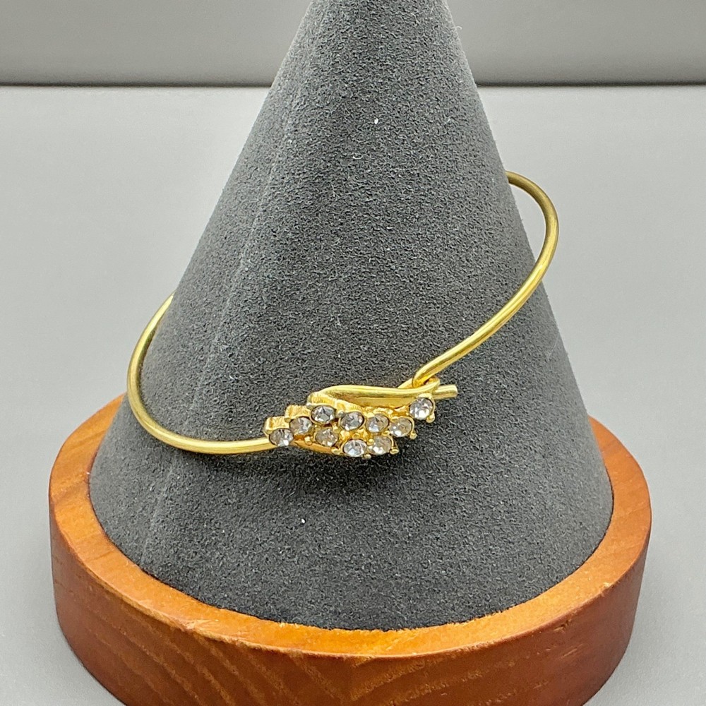 Vintage Bangle Bracelet Womens Gold Tone Rhinestone Costume Jewelry 6.5 Inch