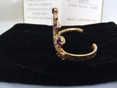 Vintage Gold Tone Metal Crown of Jewels Amethyst & Clear Rhinestones COA & Pouch