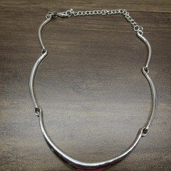 Vintage Cookie Lee Necklace Curved Collar Modern Minimalist Silver Tone 17 Inch