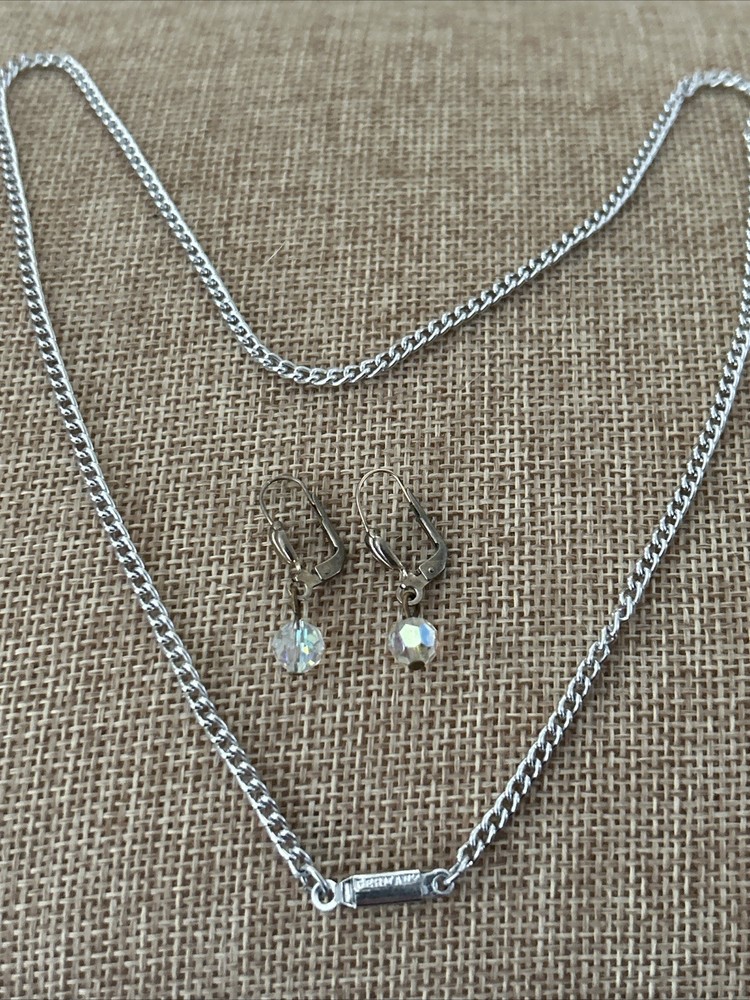 Vintage SIGNED W. Germany Jewelry Lot Silver Tone – Necklace & Earrings Dangle
