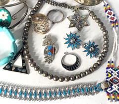 Vtg SOUTHWESTERN Silver Plated Alpaca Mixed Metals Jewlery Lot Collection 15 Pcs