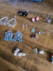 Vtg Retro Costume Lot Of 22 Clip On & Screw Back Rhinestone Earrings