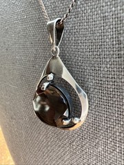 Vintage Sterling Silver & Smoky Quartz Necklace; Made in Israel; Beautiful!