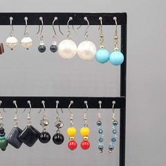 Lot of 44 Beaded Pierced Earrings Multi color ALL Dangle Hooks Bead Mixed