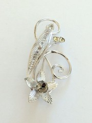 Beautiful Vintage Signed Van Dell Sterling Silver Filigree Flower Pin Brooch