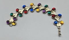 Vintage 1990s Gold Tone Bracelet Colorful Cabochons Gripoix Style Jewelry