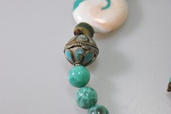 Vtg Mosaic Glass Beads Tibetan Stone Bead Chunky ethnic revival boho PC21