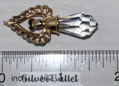 Sterling Silver Gold Toned Vintage Lenox Faceted Crystal Angel Pendant