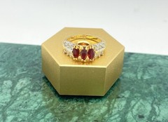 Simulated Ruby And Cubic Zirconia Ring Gold Electroplated Size 5