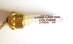 VTG COPAREL ME COLOGNE IN A FLACON PENDENT NECKLACE 29″ CHAIN BLUE STONE ON TOP