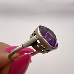 Vintage USSR Sterling Silver 875 Women’s Jewelry Ring Pink Topaz Size 9