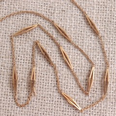 Estate 18k Gold Necklace Station Link Vintage Modernist 15.5″ 1970s 3.56g K18