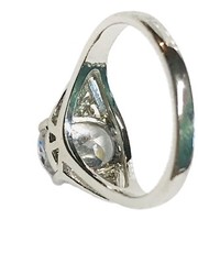 Oval 10mm Cubic Zirconia Solitaire Ring Sz 7 Silver Tone Filigree Engagement EUC