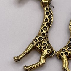 Earrings Vintage Giraffe Metal Gold Tone Animals Stud Pierced Jewelry
