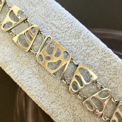 925 Sterling Silver Vintage East European Designer Bracelet – 6.75″ 33g -#1968