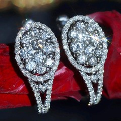 18k 750 white gold earrings 1.50ct natural diamond 0.74″ dangle 5.27gr N3643