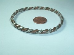 VINTAGE TWISTED STERLING SILVER & COPPER BANGLE BRACELET