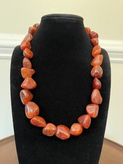 Vintage Red Carnelian Agate Nugget Necklace 18″ Chunky